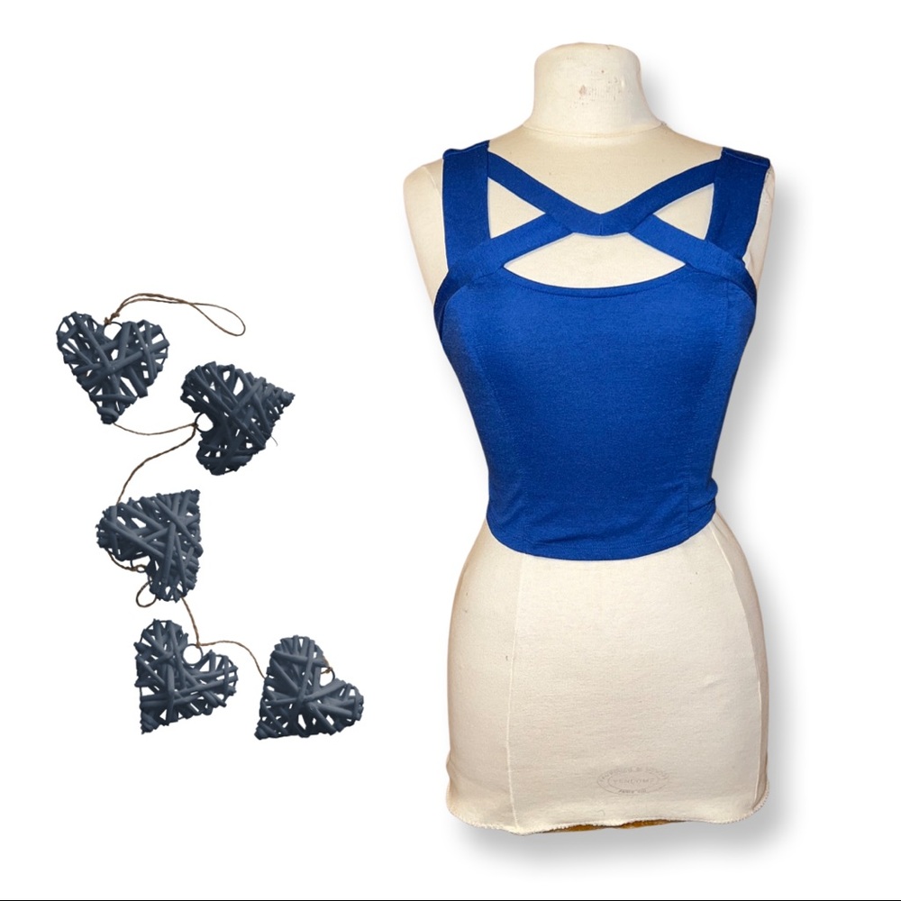 Navy blue summer sleeveless crop top casual night out evening party blouse
